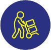 yellow icon of shopping bags and hanger representing sixteen shopping options